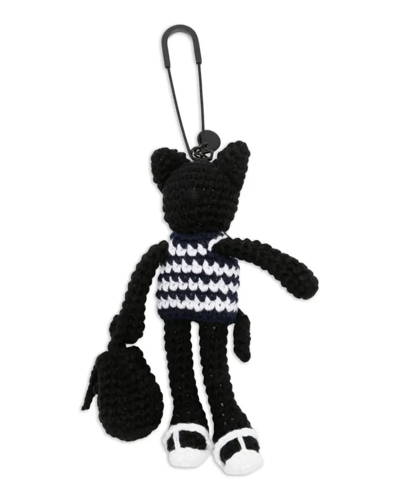 JUUN.J crochet-knit cat keyring - Schwarz Schwarz