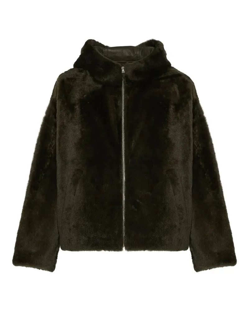 Yves Salomon Shearling-Jacke mit Kapuze - Grün Grün