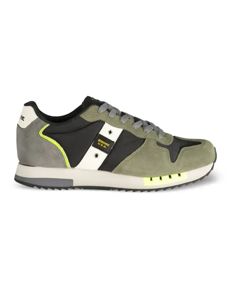 Blauer suede-panelled sneakers - Grün Grün