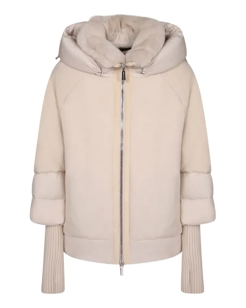 MOORER Kapuzenjacke mit Pelzbesatz - Nude Nude