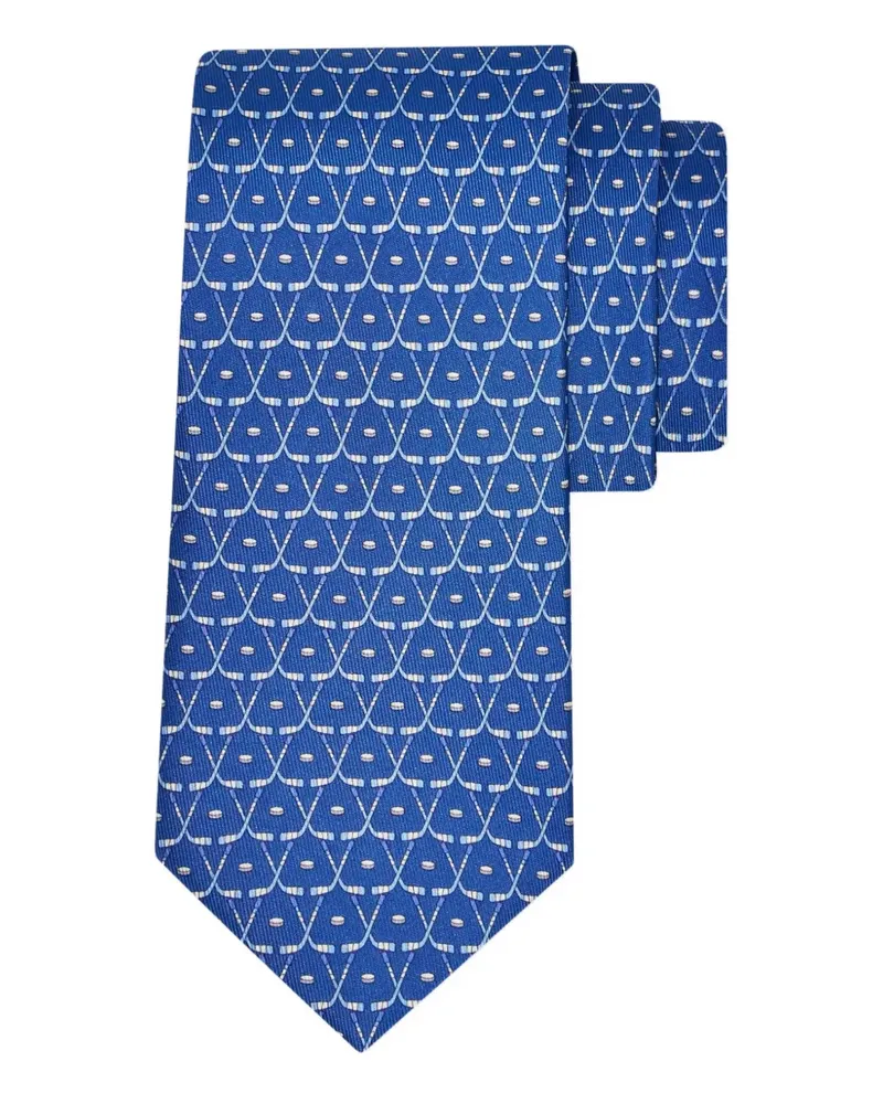 Ferragamo Seidenkrawatte mit Hockey-Print - Blau Blau
