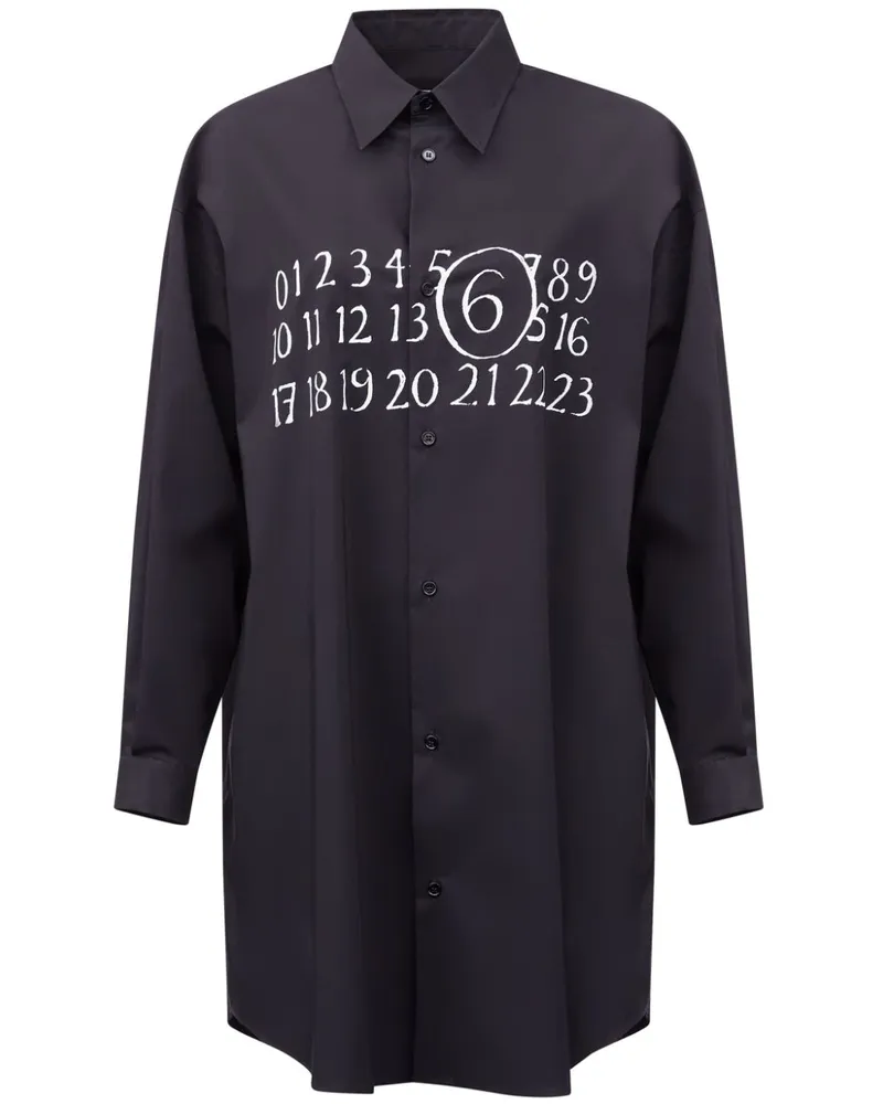 Maison Margiela Hemdkleid mit ikonischem Nummern-Motiv - Schwarz Schwarz