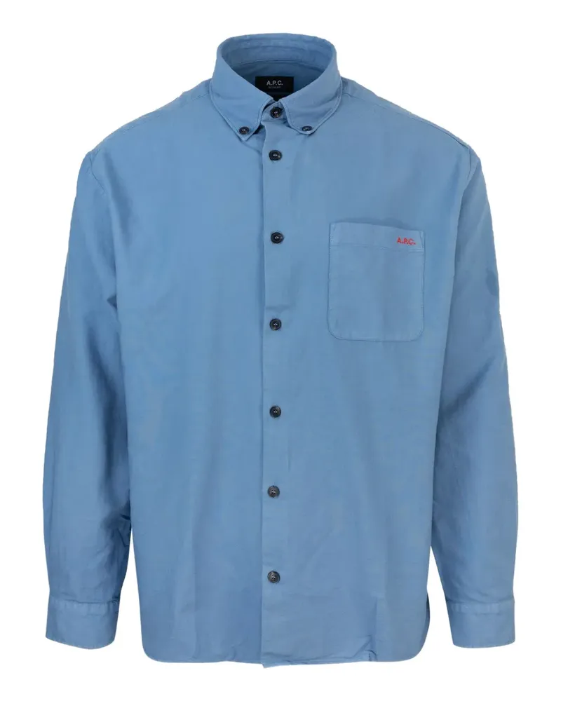 A.P.C. Hemd mit Logo-Stickerei - Blau Blau