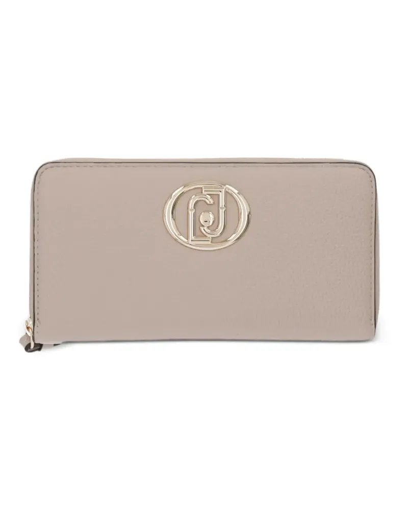 Liu Jo logo-plaque pebbled-effect wallet - Nude Nude