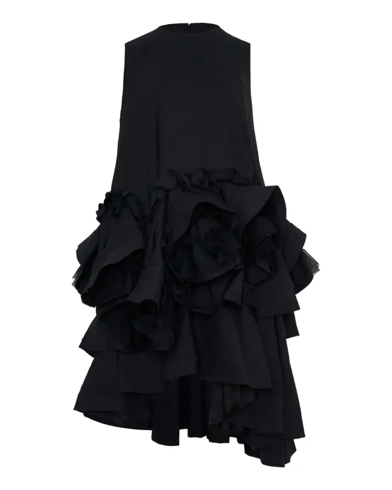 Noir Kei Ninomiya Ärmelloses Midikleid mit Rüschen - Schwarz Schwarz