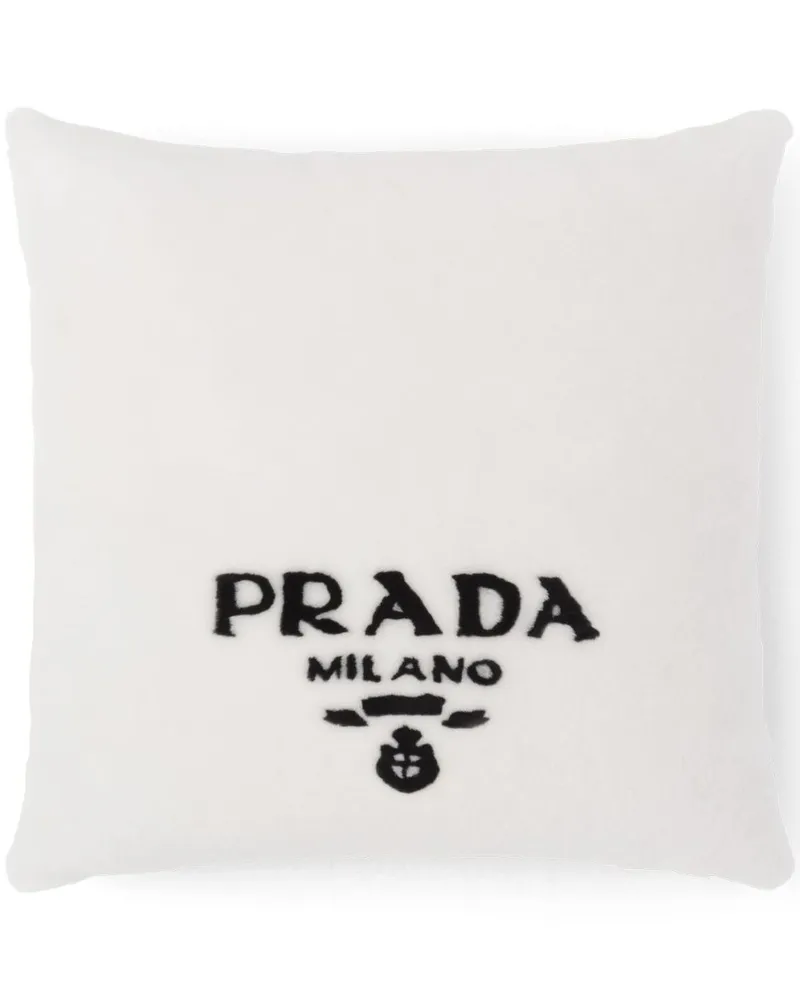 Prada Kissen aus Schafsleder mit Logo - Weiß Weiß