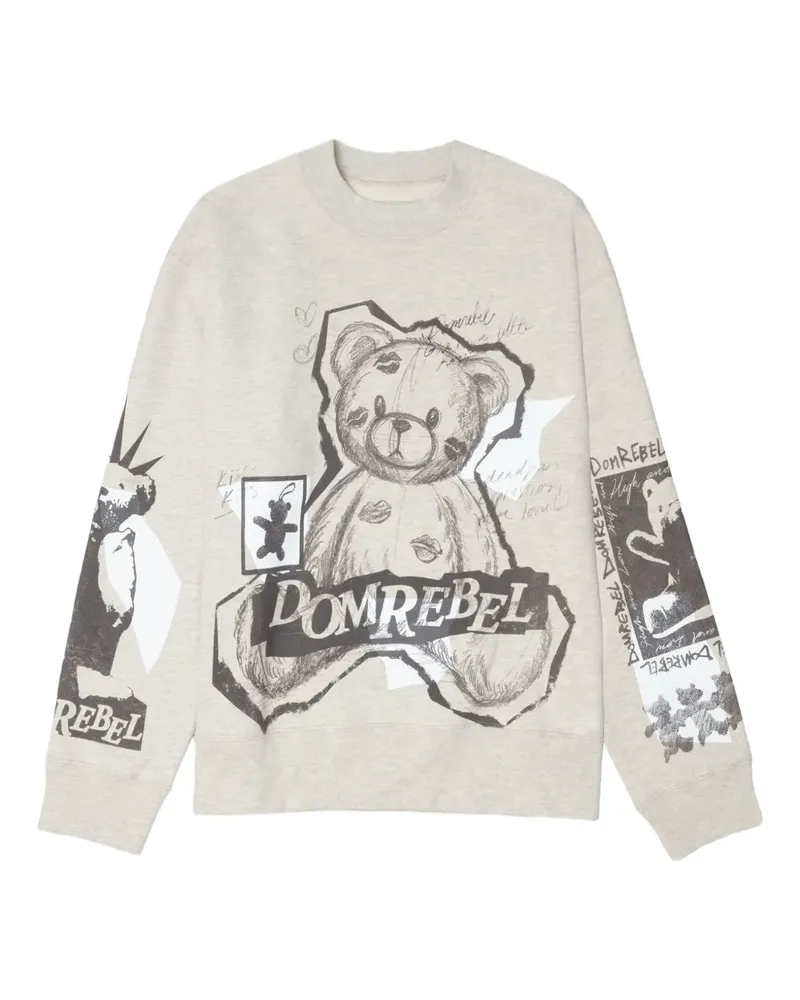 DOMREBEL High Low Sweatshirt mit Bären-Print - Nude Nude