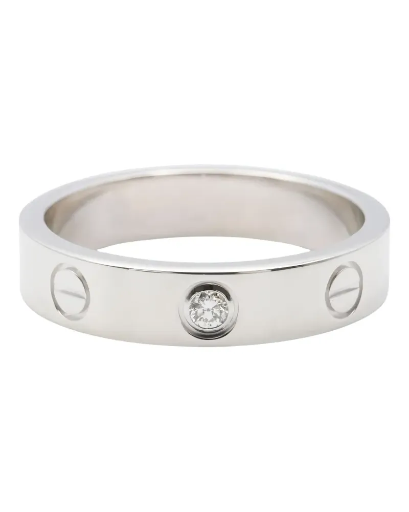 Cartier 18kt mini Love Weißgoldring mit Diamant - Silber Silber