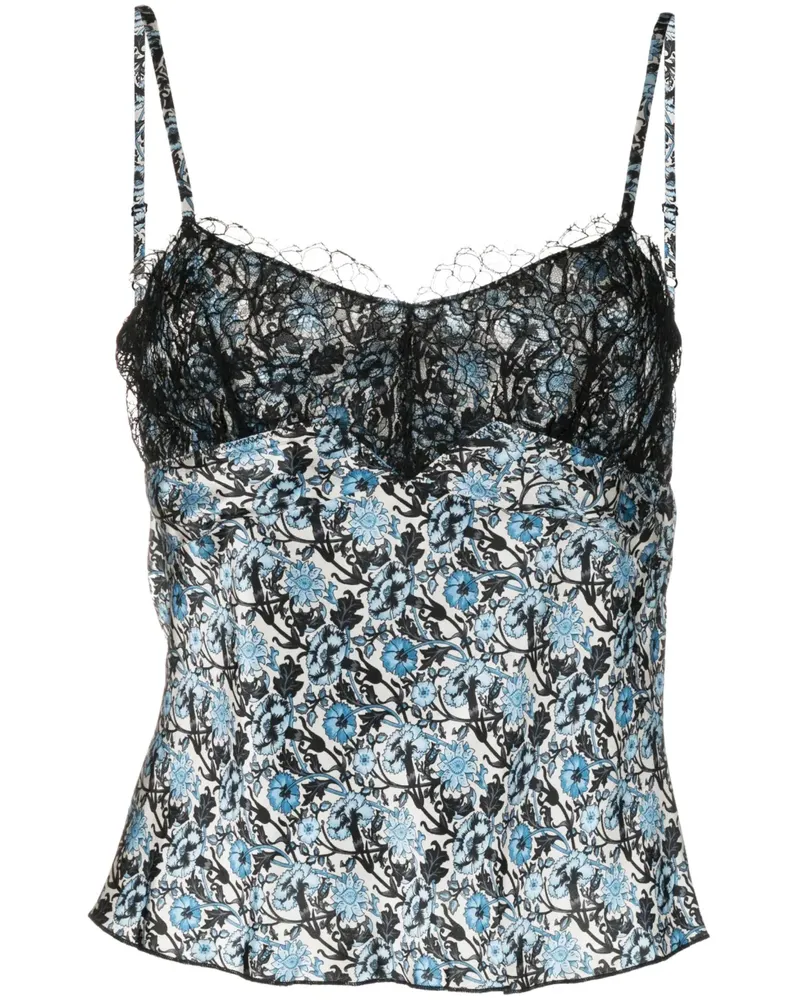 Sandro Top mit Blumen-Print - Blau Blau