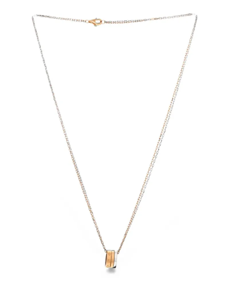 Cartier Love 3 Ring Pendant 18K Rose Gold and 18K White Gold with 6 Diamonds necklace - Rosa Rosa