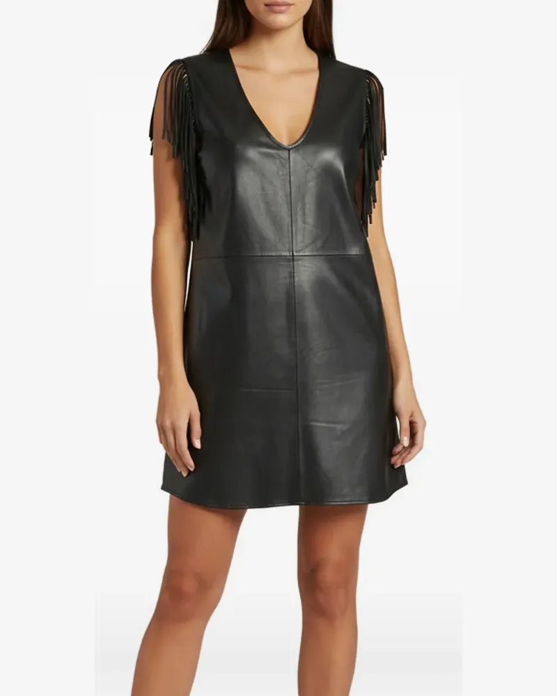 Zadig & Voltaire Minikleid mit Fransen - Schwarz Schwarz