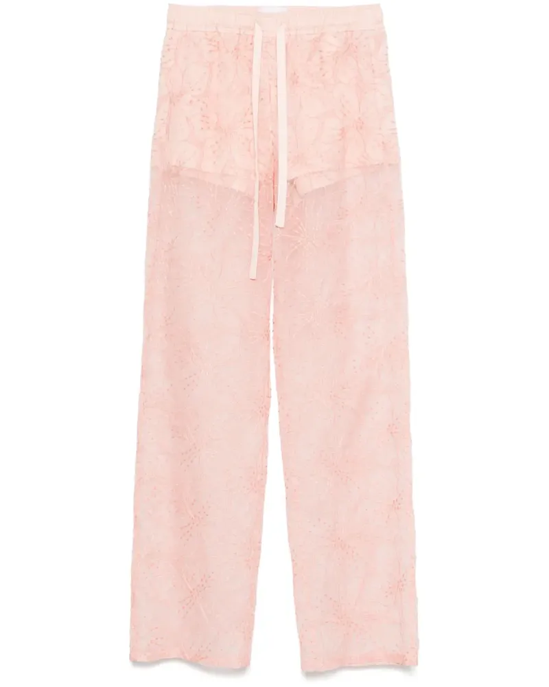 Genny Organza-Hose mit Blumenstickerei - Rosa Rosa