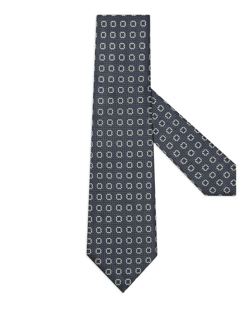 Ermenegildo Zegna Geometrisch gemusterte Seidenkrawatte - Blau Blau