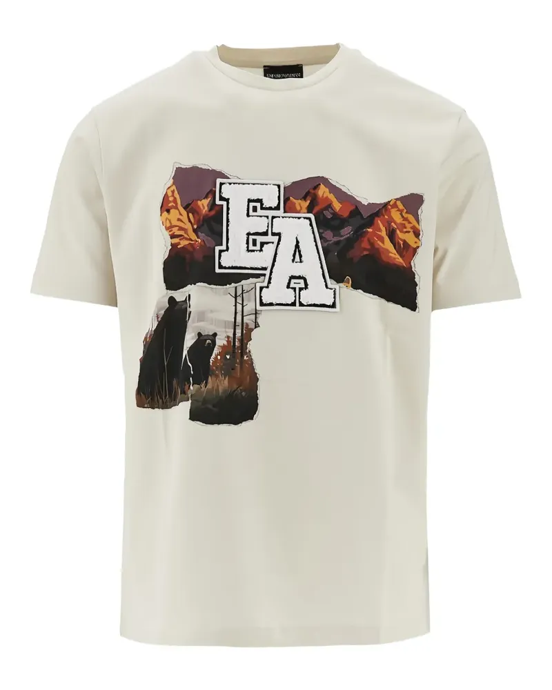 Emporio Armani graphic crewneck T-shirt - Nude Nude