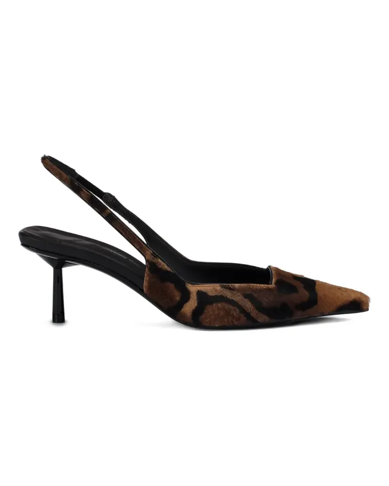 Le Silla Amelia Slingback-Pumps mit Leoparden 70mm - Braun Braun