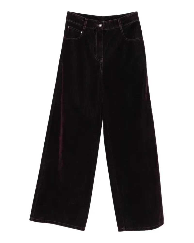 forte_forte Beflockte Wide-Leg-Jeans - Violett Violett