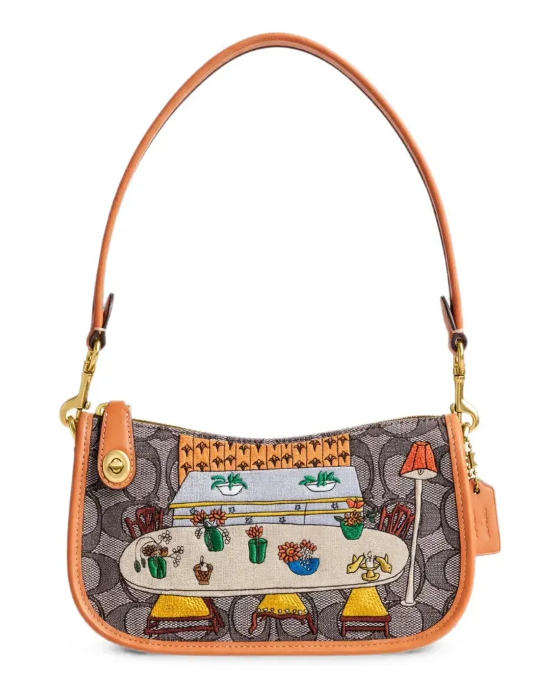 Coach x Observed By Us Swinger embroidered shoulder bag - Grau Grau