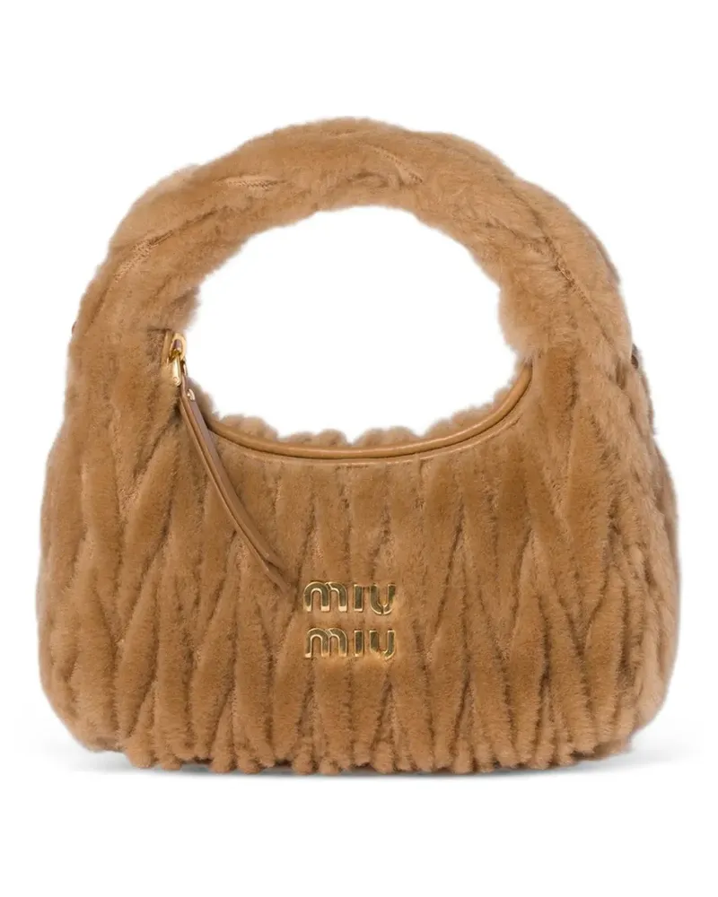 Miu Miu Wander Schultertasche aus Shearling - Braun Braun