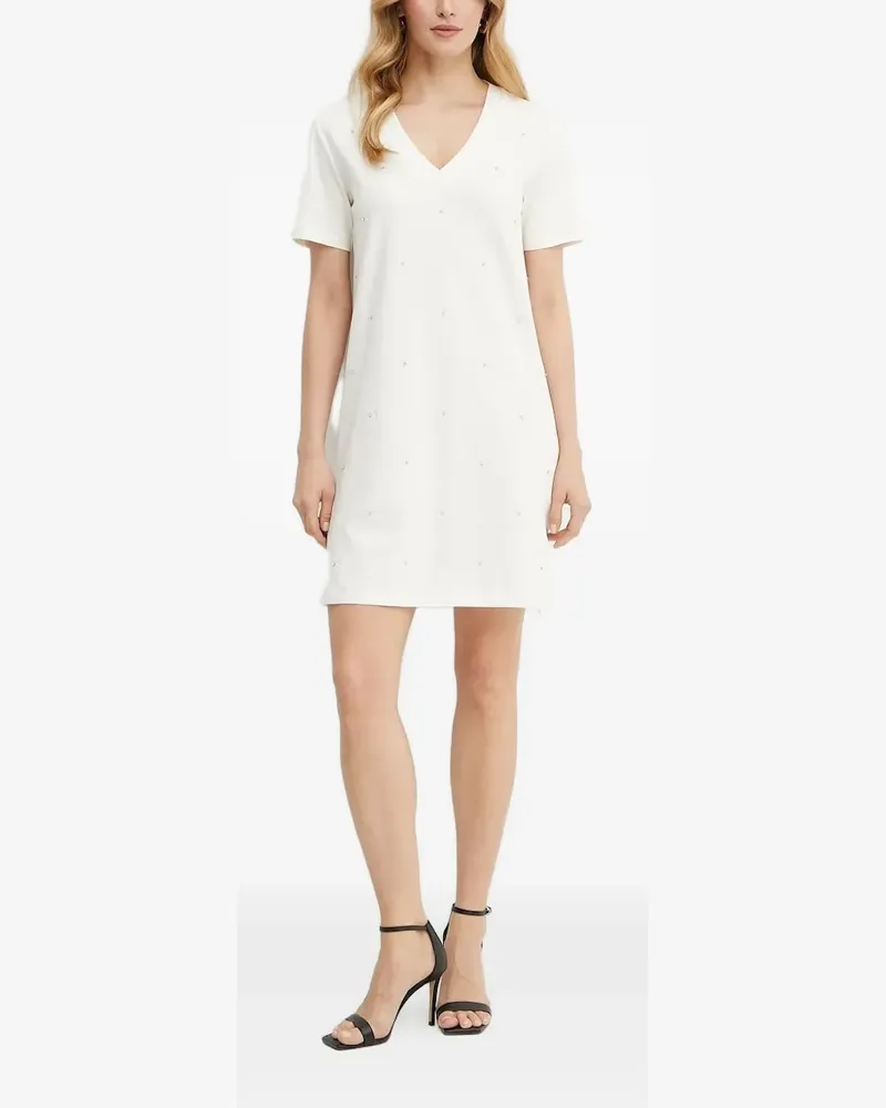 Liu Jo Verziertes Kleid mit V-Ausschnitt - Weiß Weiß