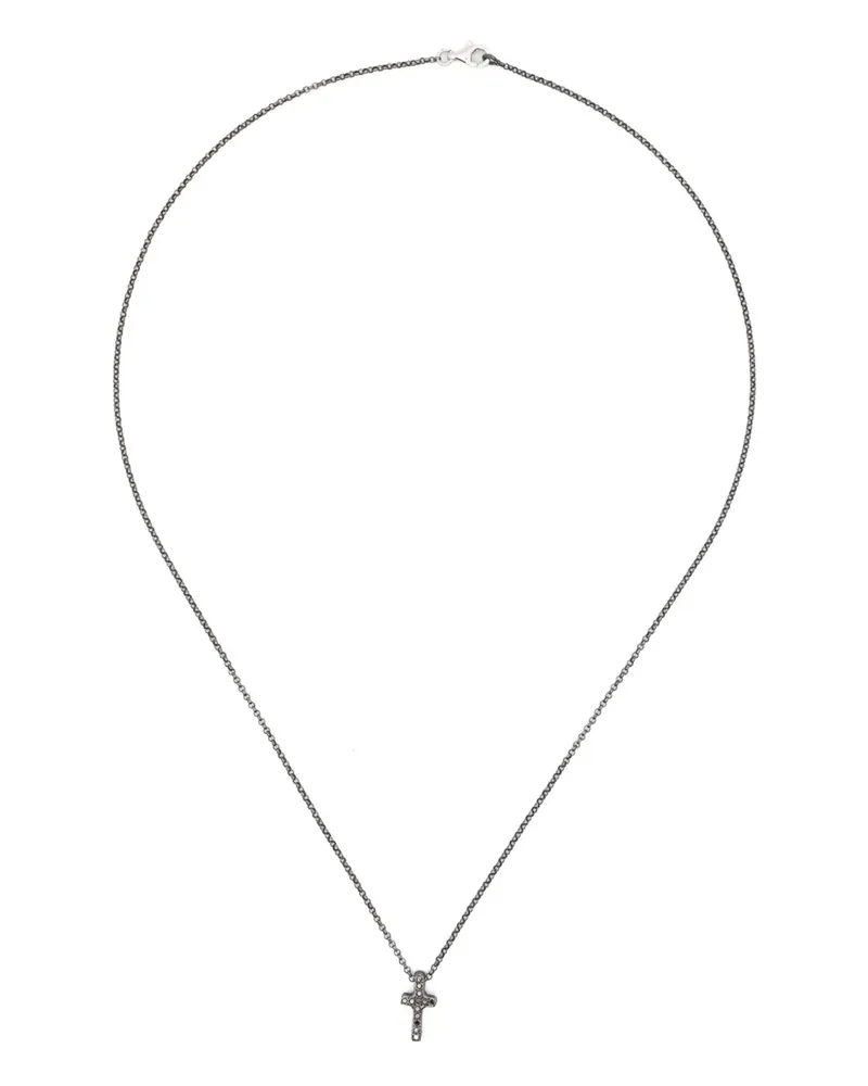 Rosa Maria Halskette aus Sterlingsilber mit Kreuzanhänger mit Diamant Silber
