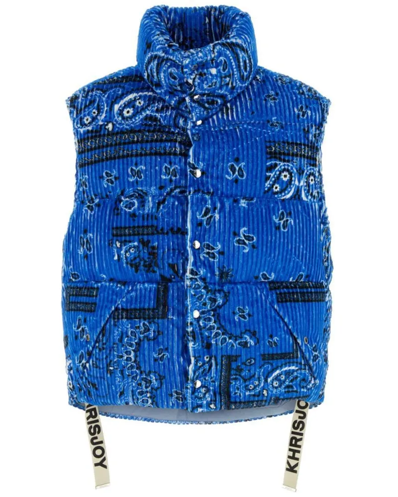 KHRISJOY Wattierte Cordweste mit Paisley-Print - Blau Blau