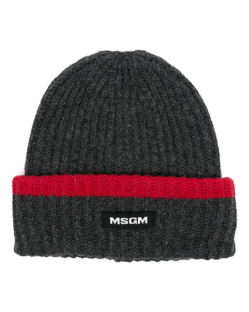 MSGM Gerippte Beanie - Grau Grau