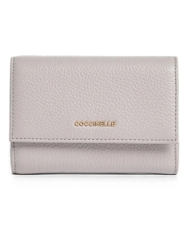 Coccinelle medium Metallic logo-plaque pebbled wallet - Grau Grau