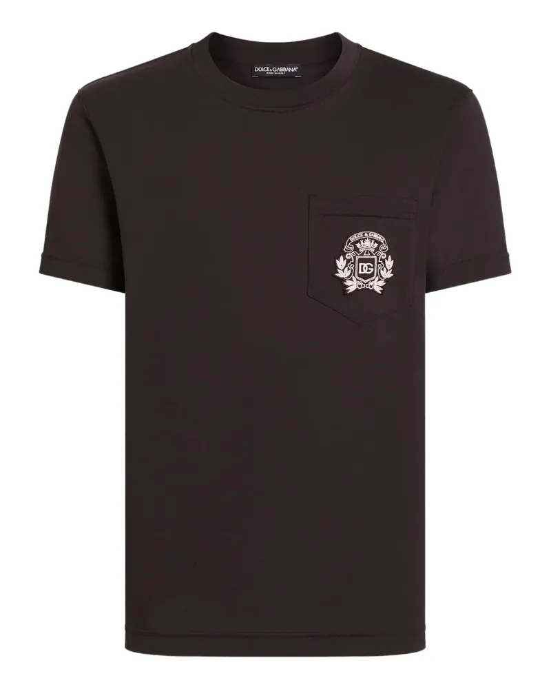 Dolce & Gabbana T-Shirt mit Logo-Patch - Braun Braun