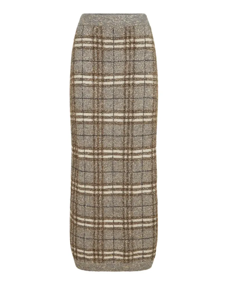 Brunello Cucinelli Gestrickter Prince of Wales Rock - Grau Grau