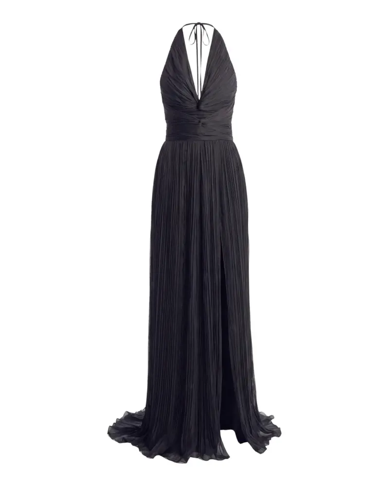 Irina Schrotter Vanessa pleated halterneck gown - Schwarz Schwarz