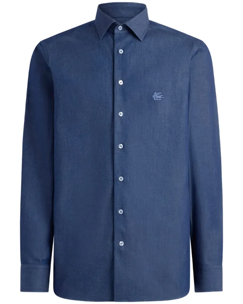 Etro Pegaso Hemd aus Chambray - Blau Blau