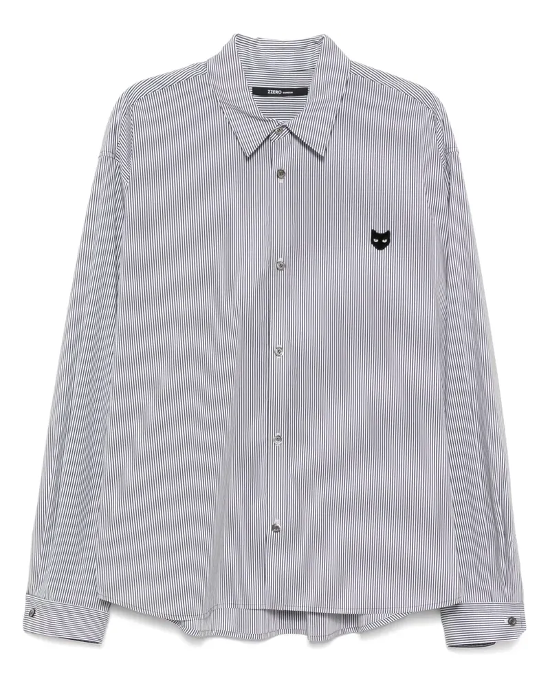 SONGZIO Cropped-Hemd mit abgerundetem Saum - Weiß Weiß