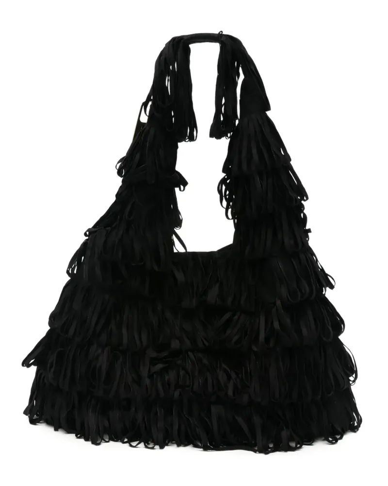La Milanesa Capucine Tote Bag mit Fransenanhänger - Schwarz Schwarz