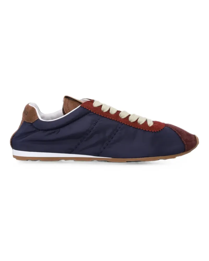 Miu Miu suede-trim panelled sneakers - Blau Blau