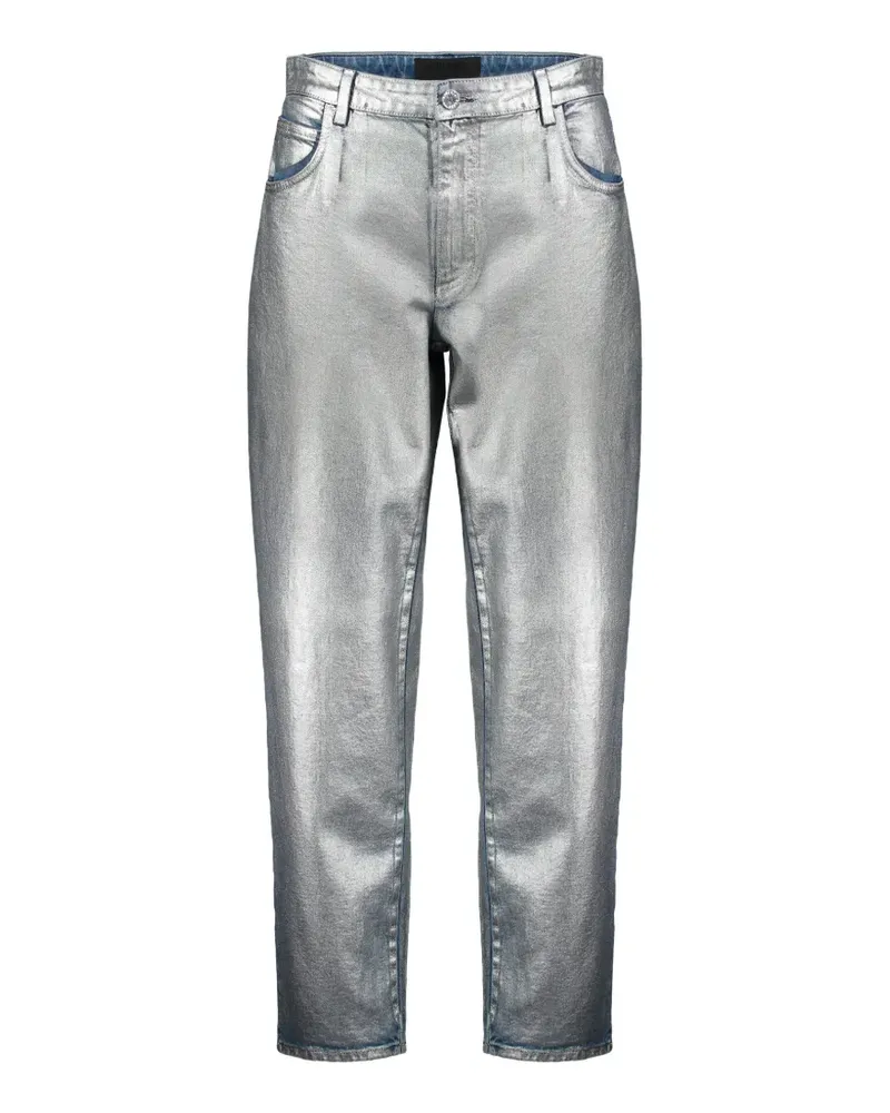 Alberta Ferretti High-Waist-Jeans im Metallic-Look - Silber Silber