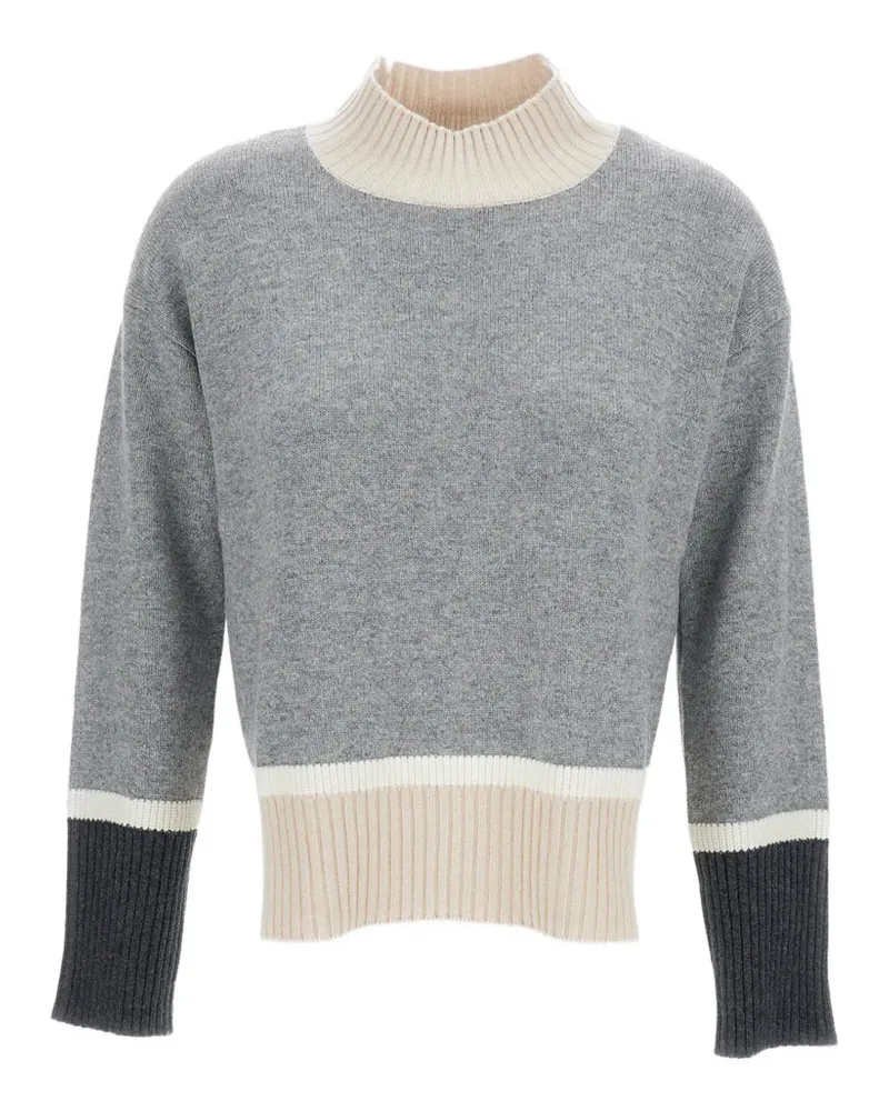 Lorena Antoniazzi Stehkragen-Pullover in Colour-Block-Optik - Grau Grau