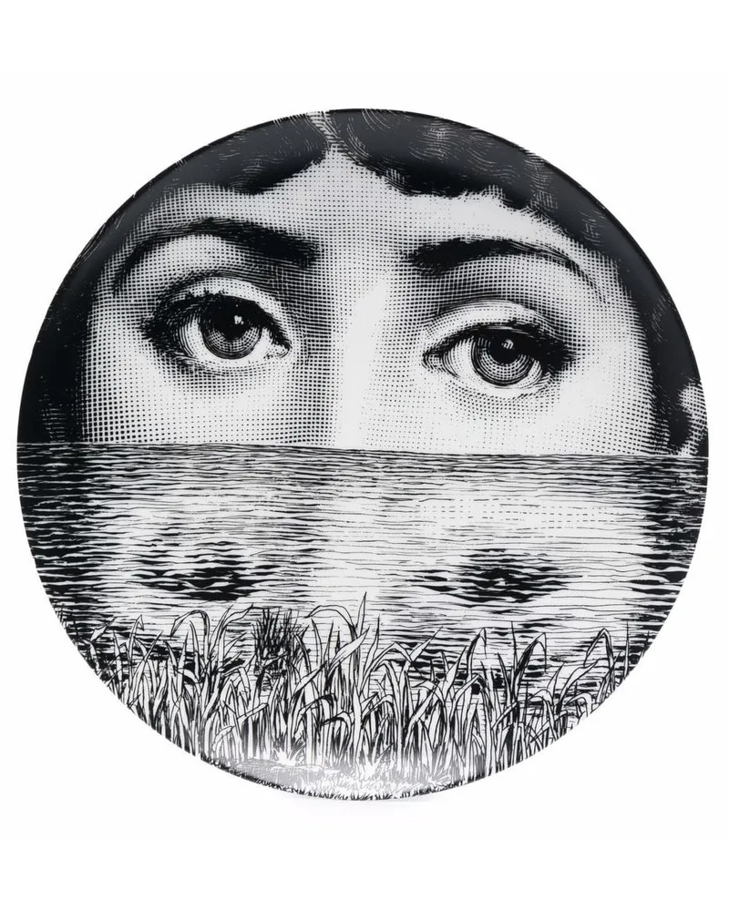 Fornasetti Teller mit Print - Schwarz Schwarz