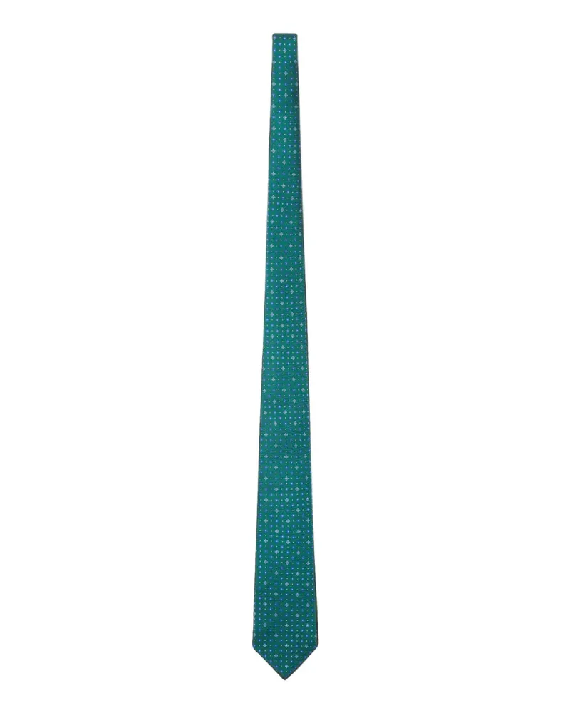 Kiton Seidenkrawatte mit geometrischem Print - Grün Grün