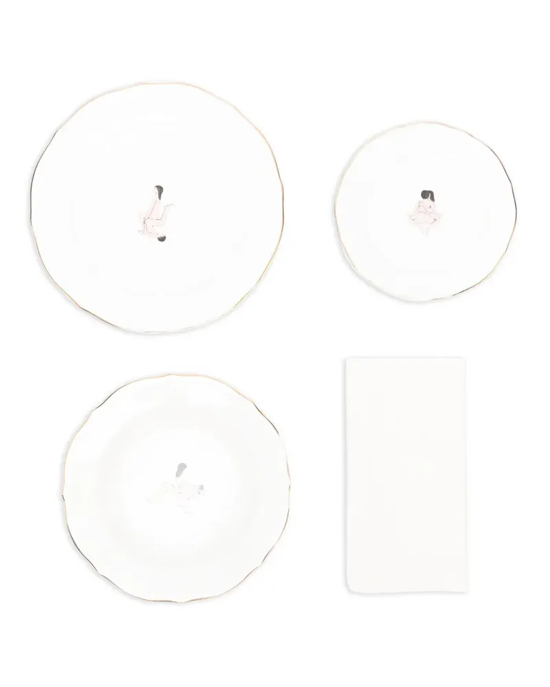 Seletti x Bruno Laurenzano Seikantai5271 - Gathered Teller (4er-Set) - Weiß Weiß