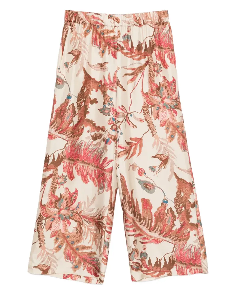 Max Mara Seidenhose mit Blumen-Print - Nude Nude