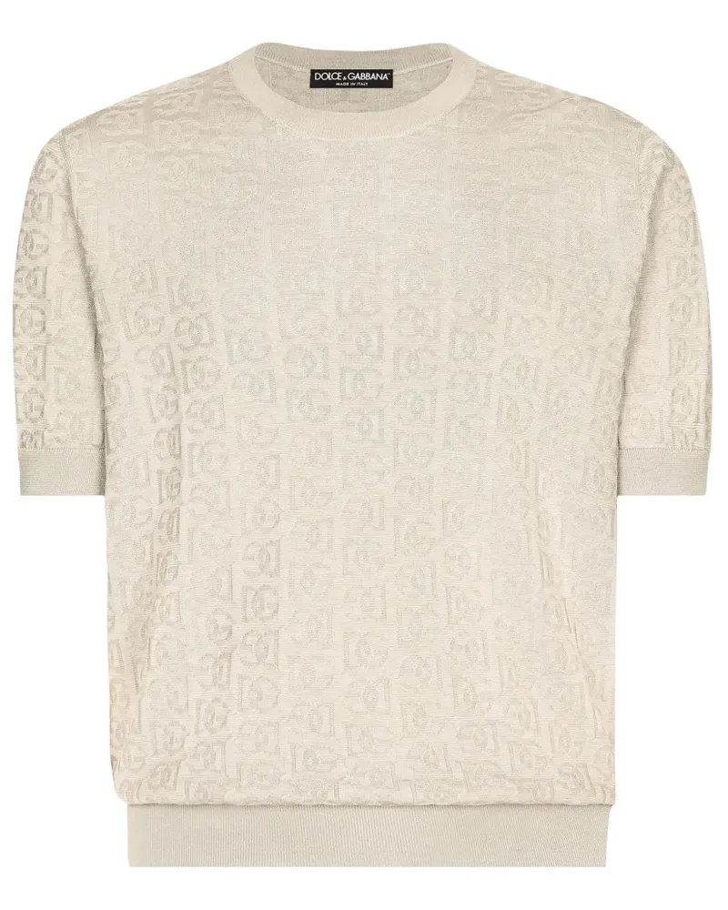 Dolce & Gabbana Seidenpullover mit DG-Logo - Nude Nude
