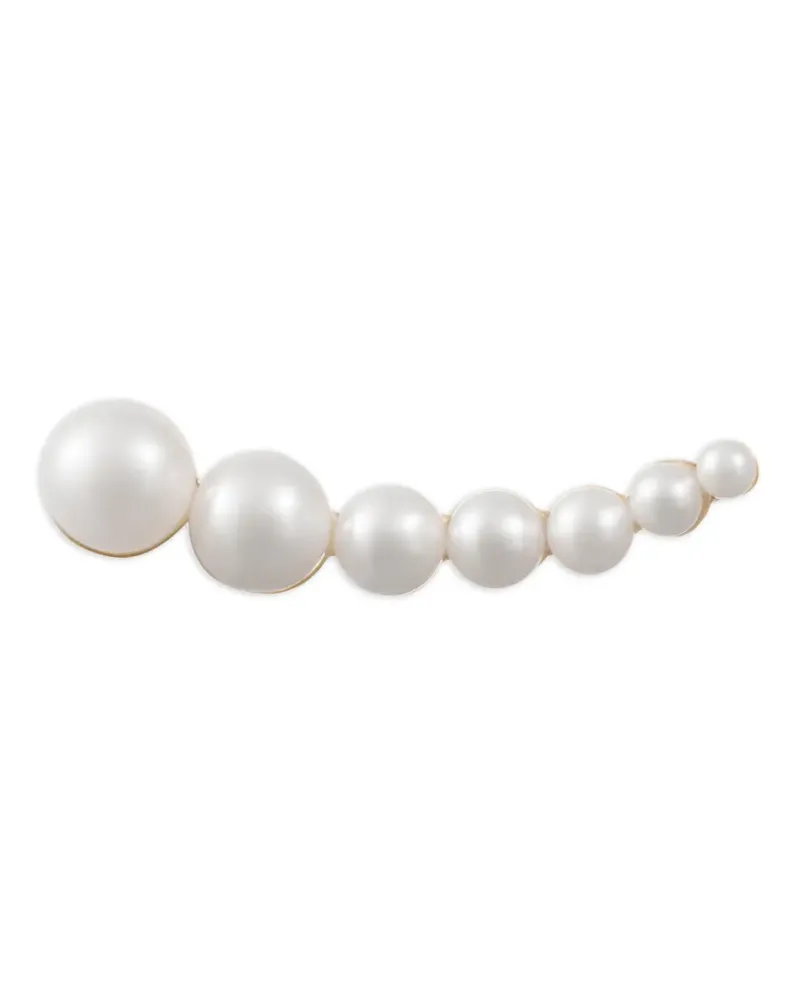 Sophie Bille Brahe Croissant Japonais Ohrring aus recyceltem 14kt Gelbgold mit Perlen - Grau Grau