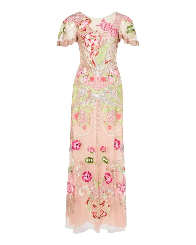 Temperley London Ostuni Paillettenrobe mit Blumenstickerei - Nude Nude