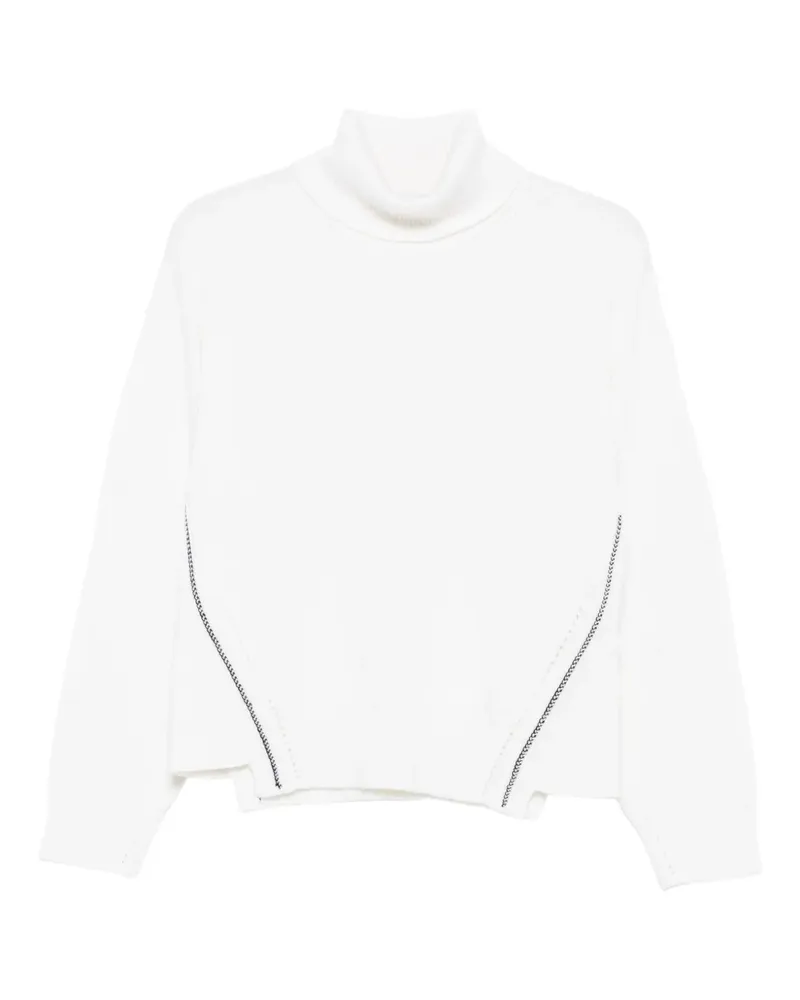 Alpha Studio Rollkragenpullover mit Kontrastnähten - Weiß Weiß