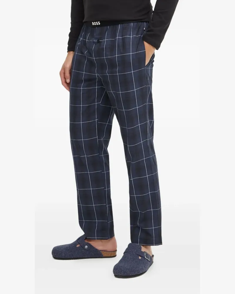HUGO BOSS Karierter Pyjama mit Streifendetail - Schwarz Schwarz