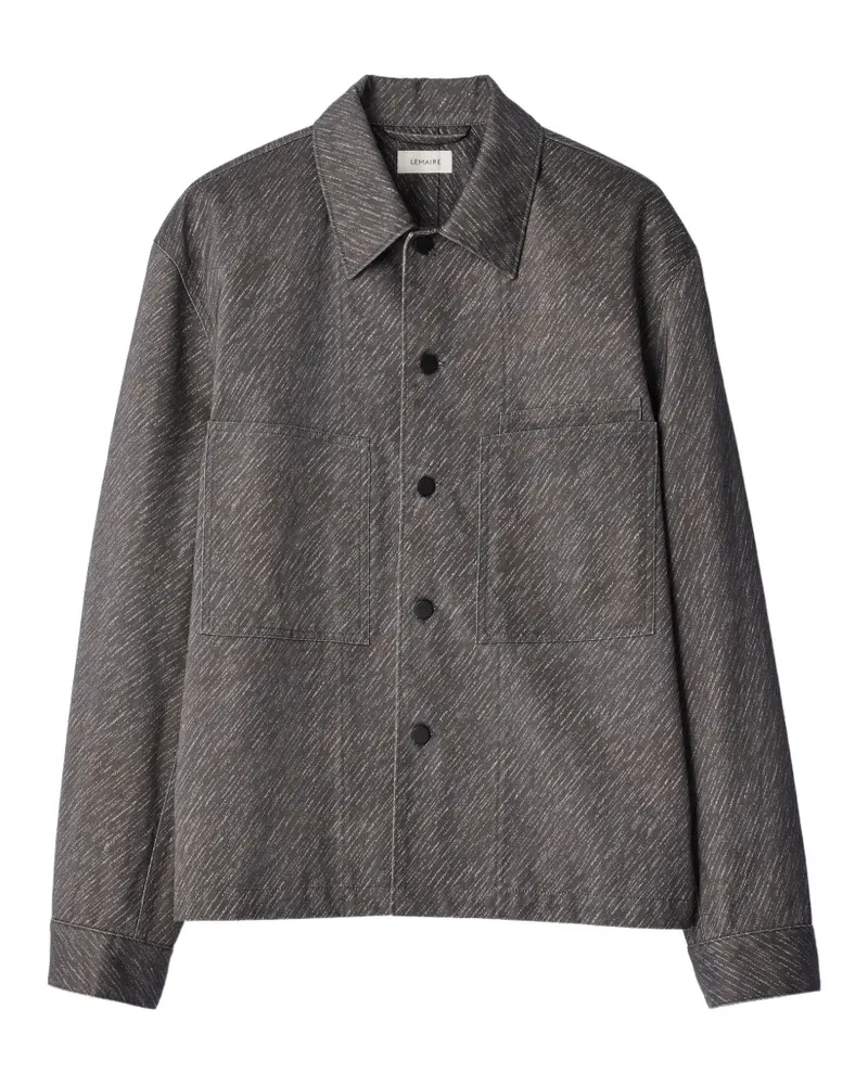Christophe Lemaire Workwear Hemdjacke aus Baumwolle mit diagonalem Print - Grau Grau