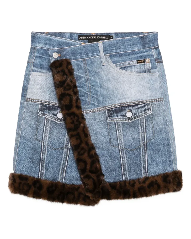 Andersson Bell Jeansrock mit Pelzbesatz - Blau Blau