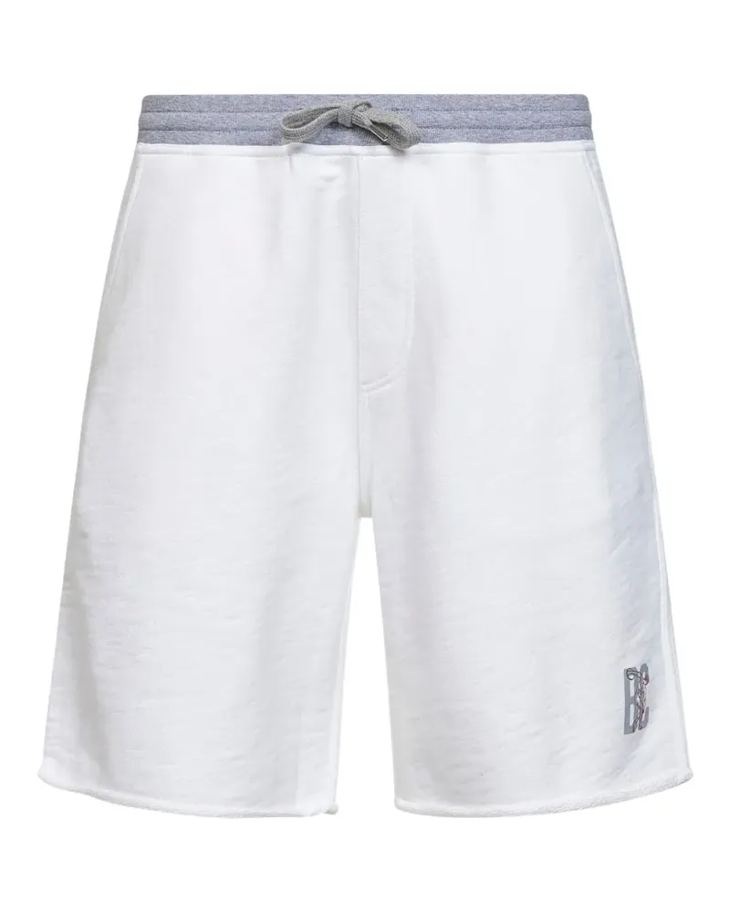 Brunello Cucinelli logo-print raw-hem shorts - Weiß Weiß