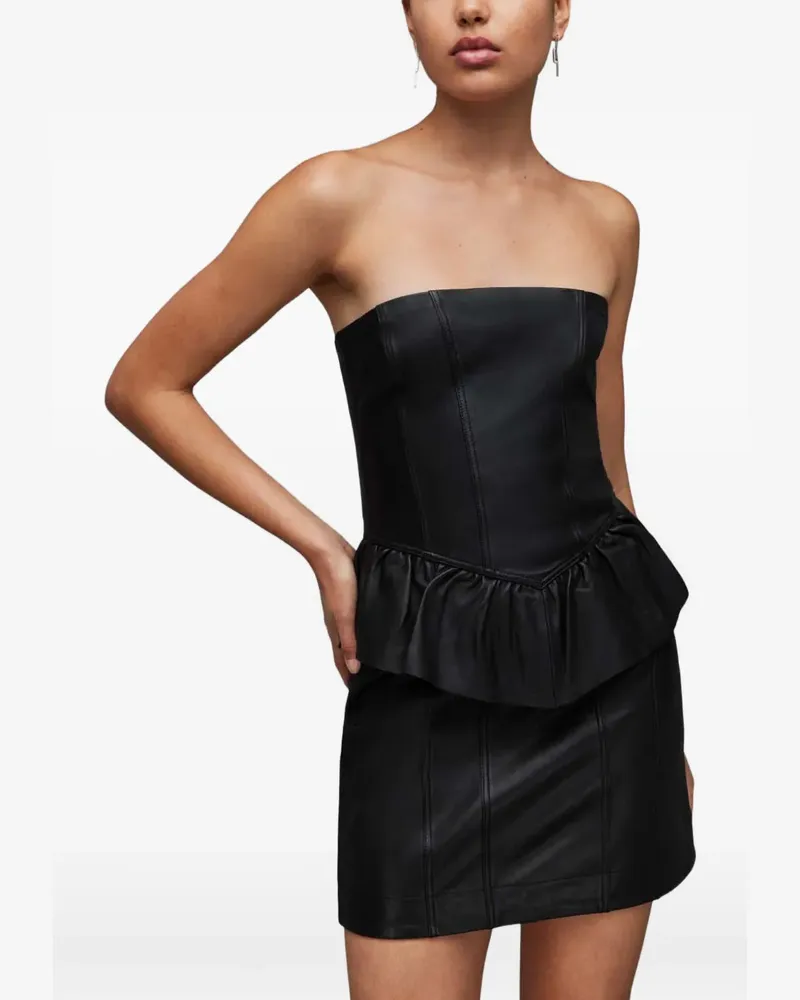 AllSaints Cassie ruffled-trim strapless mini dress - Schwarz Schwarz