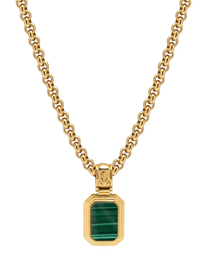 Nialaya malachite and onyx necklace - Gold Gold